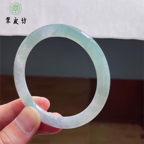 天然正品緬甸翡翠a貨冰種飄花圓條翡翠手鐲叮當鐲細條貴妃鐲玉鐲
