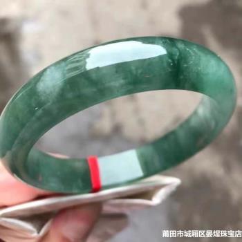 冰種玉手鐲女款天然緬甸油青飄花老坑冰糯種翡翠手鐲少女款玉鐲子