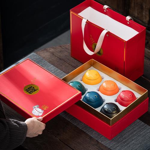 手繪鑾金貓招財茶葉罐貓陶瓷密封罐便攜茶葉罐防潮家用儲存儲物罐