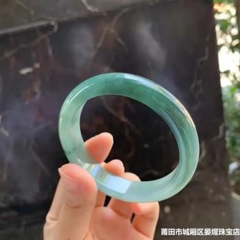 天然緬甸老坑冰糯種翡翠手鐲女正圈油青飄花玉手鐲女款冰種玉鐲子