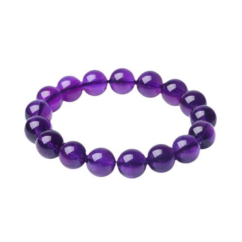 實物圖特級帝王紫透體天然紫水晶手串烏拉圭冰種紫水晶手鏈少女款