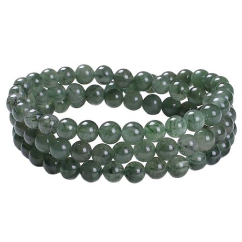 天然巴西綠發晶手鏈3圈6/8mm珠手鏈女長串鈦晶水晶手串轉運珠手鏈