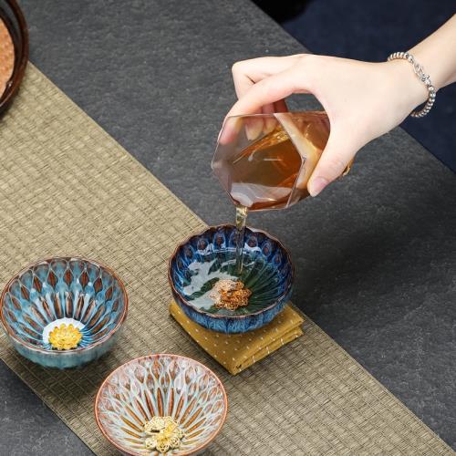 鑲金鈞窯窯變建盞茶杯手工鑲邊大號功夫茶具茶杯茶碗茶盞主人杯|茶具