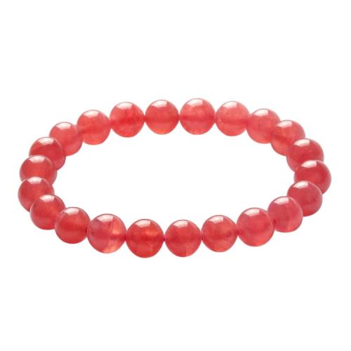 冰種收藏級高冰天然水晶單圈紅紋石手串女款節日送禮物