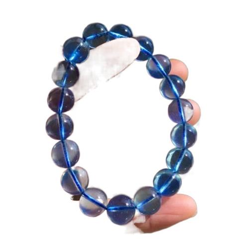 天然海藍寶手鏈手串12mm魔鬼深藍冰透玻璃體老礦海藍寶手串收藏級