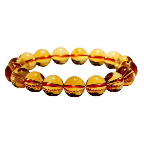 天然巴西黃水晶手鏈金橘黃晶暴力黃清透手串男士女款手珠飾品禮物