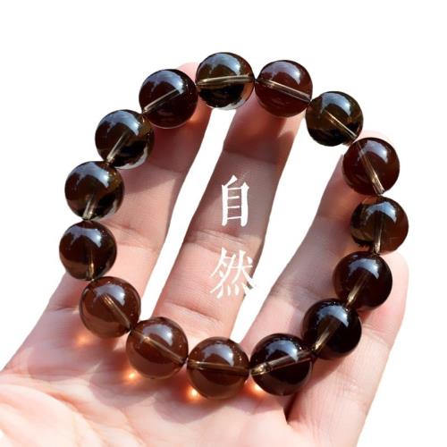 嫁妝級天然東海高硅茶水晶手鏈茶晶手串男女款煙晶送禮時尚飾品女