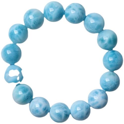 天然海紋石手串藍色水晶多米尼加拉利瑪情侶手鏈玉化海洋龜背紋石