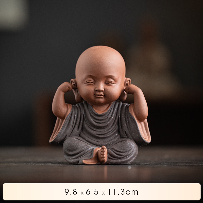 免運)佛緣禪意紫砂小和尚茶寵擺件精品創意四不小沙彌個性茶玩茶桌裝飾