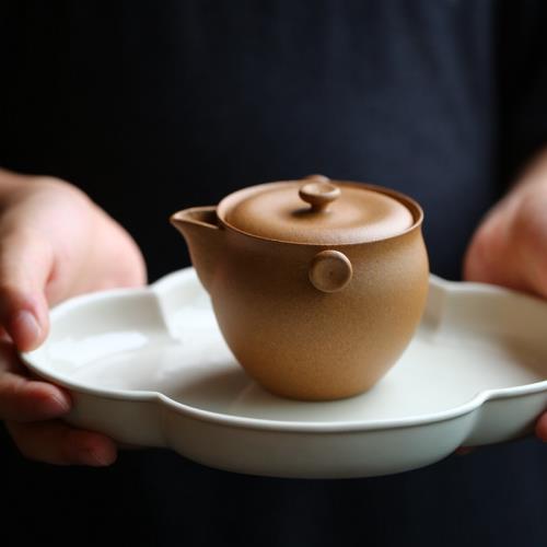 (免運)禪遠堂宜興手工紫砂靜香手抓壺蓋碗寶瓶小品泡茶壺原礦黃段泥中式