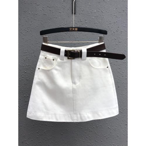 白色氣質牛仔半身裙2025春夏新款韓版高腰顯瘦防走光a字包臀短裙