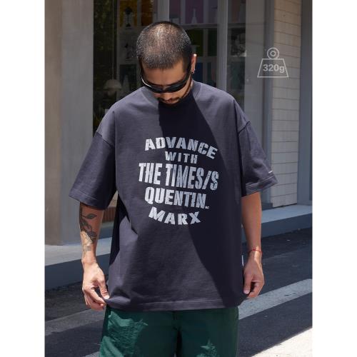 Quentin Marx日系新品男士重磅短袖T恤寬松潮牌情侶青年印花tee夏