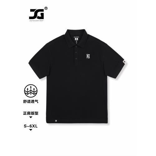 JG男裝大碼品牌美式哥特字母印花短袖t恤翻領polo衫男女簡約潮牌