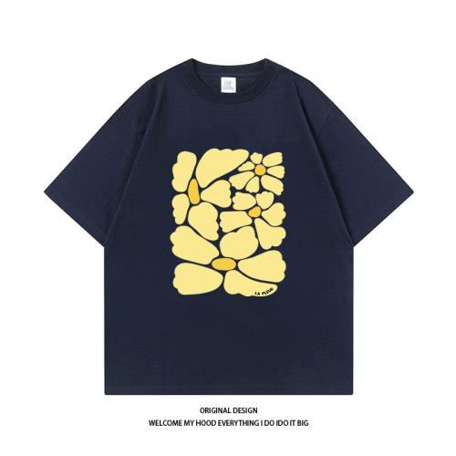 CHRY STUDIO潮牌趣味堆堆花瓣印花短袖寬松百搭休閑美式情侶同款T