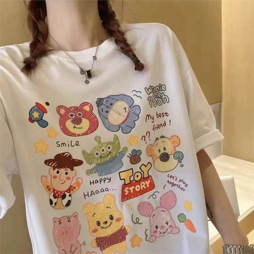 璐璐 歐美重工帶鉆滿天星短袖t恤純棉寬松t斯洛華彩鉆短袖 39