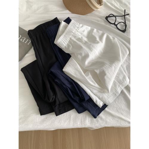 輕薄舒適拼接彎刀褲女寬松顯瘦遮胯九分奶奶褲夏季速干休閑涼涼褲