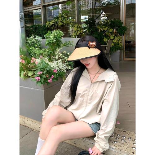 連帽防曬衫涼感拉鏈運動外套女秋冬休閑百搭上衣戶外穿搭遮陽開衫