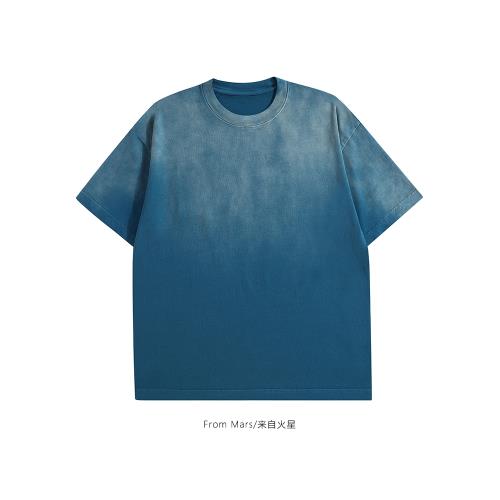 From Mars 互不相裝 美式扎染漸變圓領短袖T恤寬松休閑百搭情侶BF