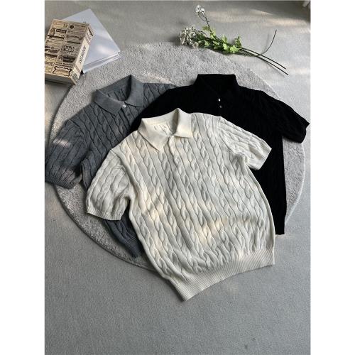 Xanvas【買3免1】絞花polo精梳長絨棉合身正肩短袖針織t恤三色