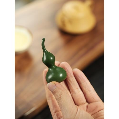 精品紫砂茶寵可養葫蘆茶寵手把件可養綠泥福氣生財擺件福祿茶玩