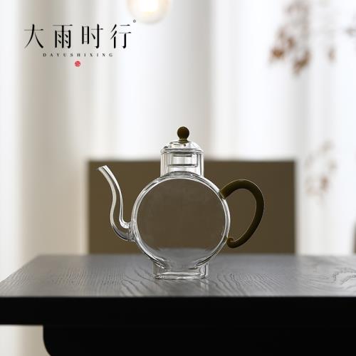 大雨時行女士一人飲玻璃茶壺綠茶專用泡茶器高檔仿宋手執壺大容量