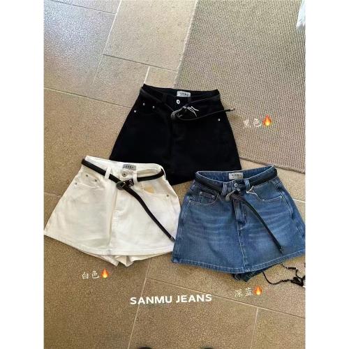 SANMU2025夏季新款韓版休閑潮流高腰牛仔短褲