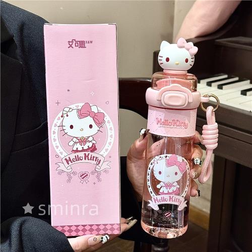 三麗鷗HelloKitty水杯女夏天高顏值可愛耐高溫便攜吸管杯學生上學