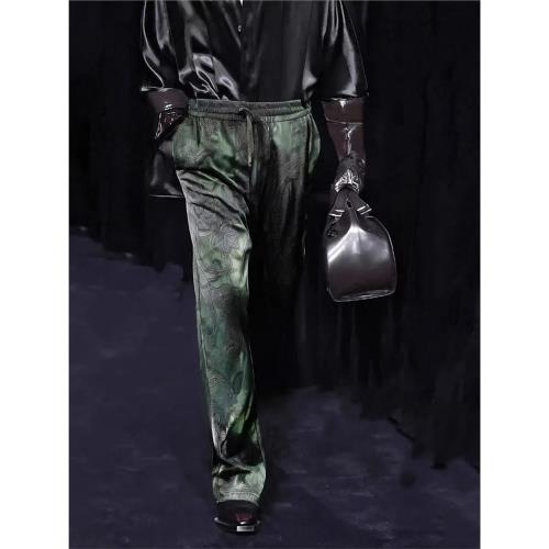 潮流高品質透氣休閑褲長褲男士夏季2025新款時尚提花寬松直筒褲帥