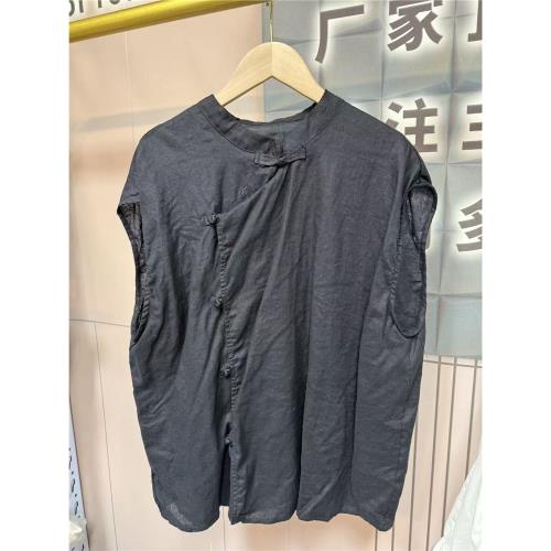 604麻棉盤扣無袖上衣 胸圍136衣長68