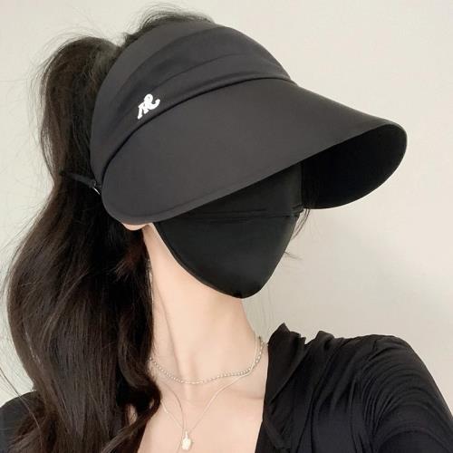 防曬帽女2025新款夏天空頂漁夫帽扎高馬尾遮陽帽子防紫外線太陽帽