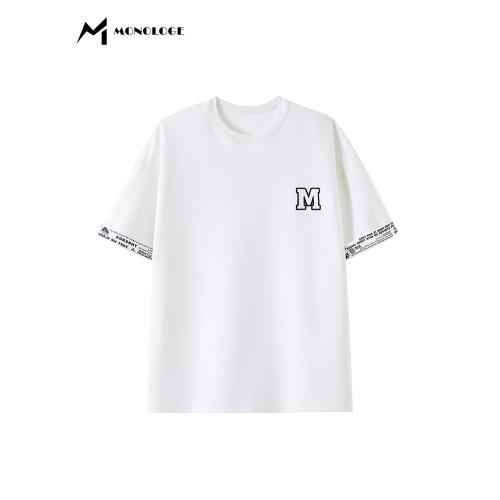 MONOLOGE潮牌設計重磅T恤曼巴太空棉夏季寬松短袖印花繡花男女款