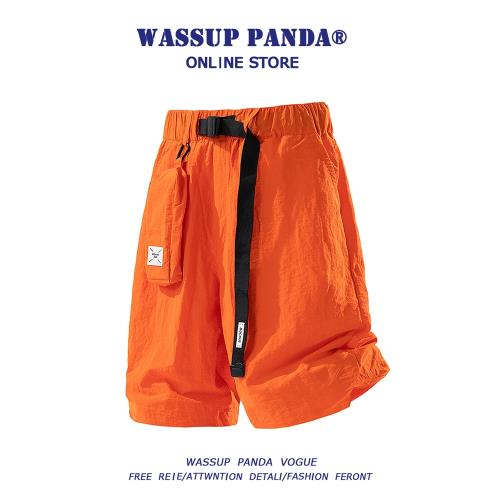 WASSUP PANDA多巴胺冰絲速干運動短褲男夏季薄款潮牌寬松五分褲子
