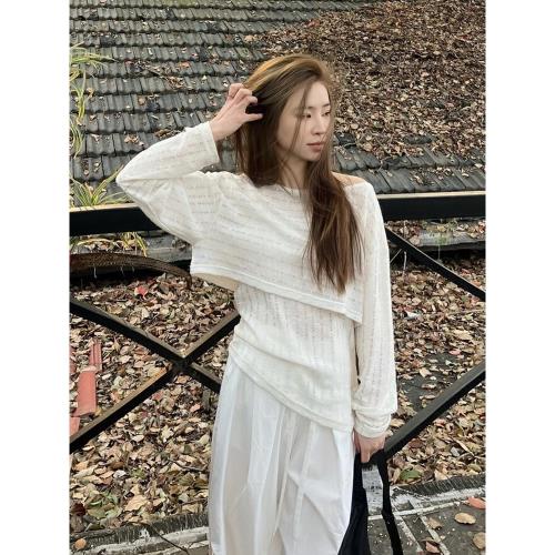 冰絲防曬針織衫女夏季薄款修身設計感小眾吊帶背心短款上衣假兩件