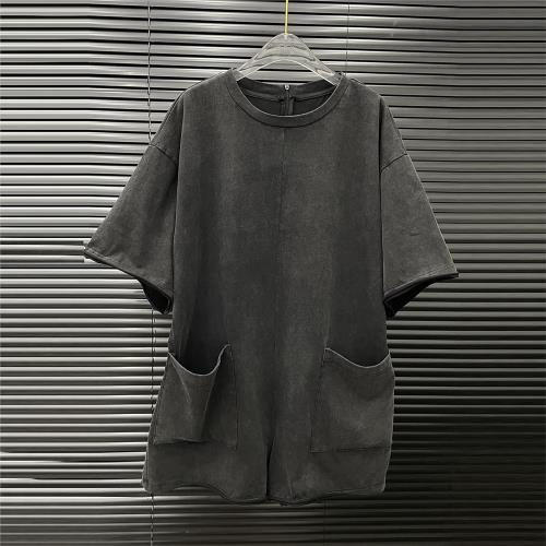 付新博女裝復古寬松連體褲女小眾時尚字母慵懶休閑連衣短褲14835