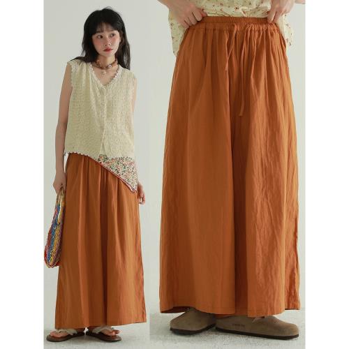 稀有RARE 棉紗柔軟多色闊腿褲復古休閑百搭寬松顯瘦直筒褲長褲女