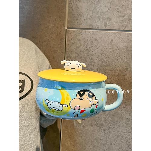 蠟筆小新聯名泡面碗帶蓋卡通餐具陶瓷碗女生高顏值伴手禮生日禮物