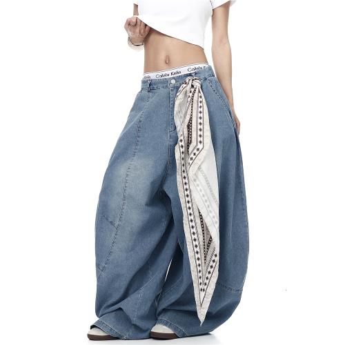 BLACKLISTS美式復古方巾解構廓形彎刀牛仔褲男女jazz爵士舞闊腿褲