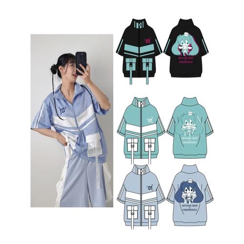 青澄時光 初音&sanr!o合作款大口袋原宿風暗黑系氛圍感后印花上衣