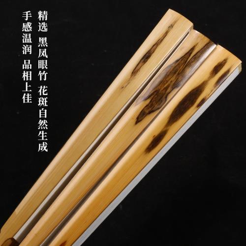 9.5寸18方黑鳳眼竹折扇扇骨蘇工花斑竹扇子復古中國風男士文玩扇|扇子