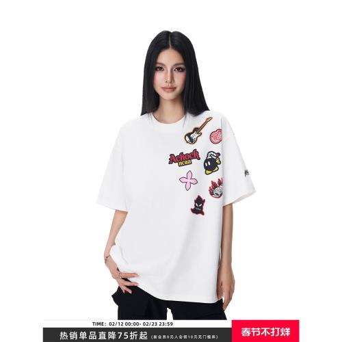 【Achock官方店】潮牌趣味卡通印花半袖T恤美式高街新款圓領短袖