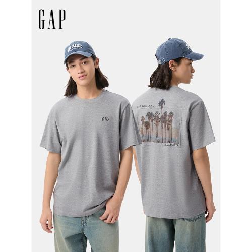 Gap男女裝2025夏季新款logo椰子樹印花純棉短袖T恤寬松上衣727742