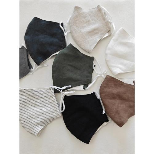 純亞麻男女三層麻布口罩透氣抑菌防風防曬防塵口罩