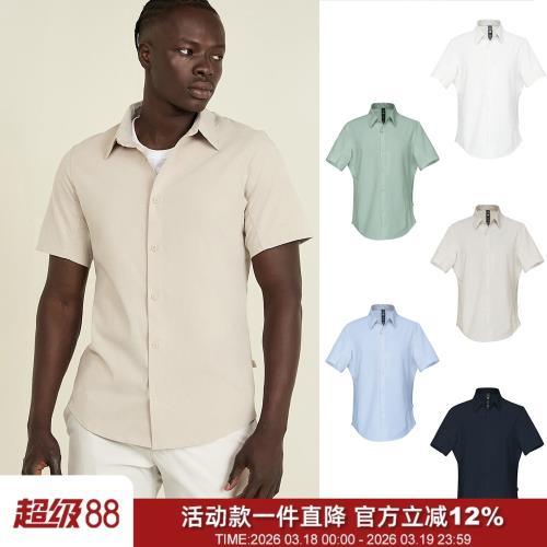 人氣王！LU系旅行家微孔透氣速干彈力春夏男機能戶外休閑短袖襯衫