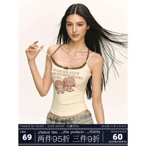 Ariseism 美式復古辣妹吊帶背心女夏季新款外穿修身上衣