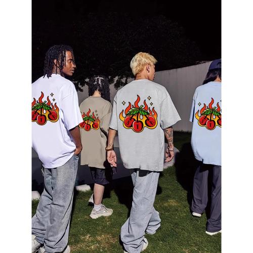 STA美式潮牌夏季花朵印花純棉寬松休閑短袖T恤男女情侶百搭上衣