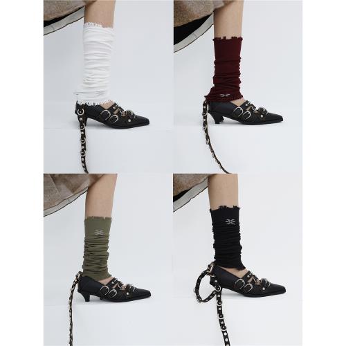 美伢FUZZYKON 夏季薄面料 破爛毛邊3M反光腿套 暗紅/豆綠/黑/白