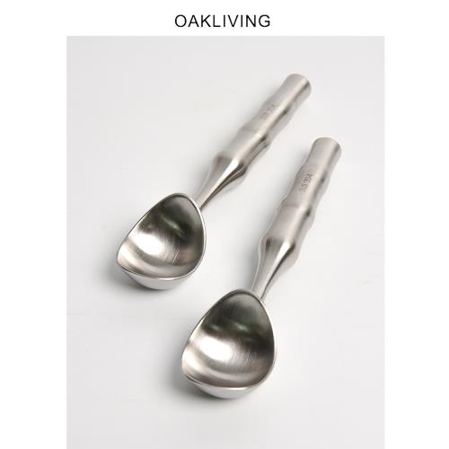 oakliving家用304不銹鋼勺子水果挖球冰淇淋勺雪糕勺餐廳餐具