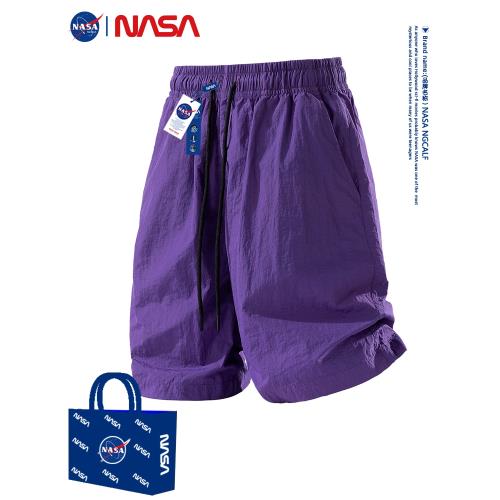 NASA聯名短褲男夏季新款冰絲涼感運動速干潮流簡約寬松休閑五分褲