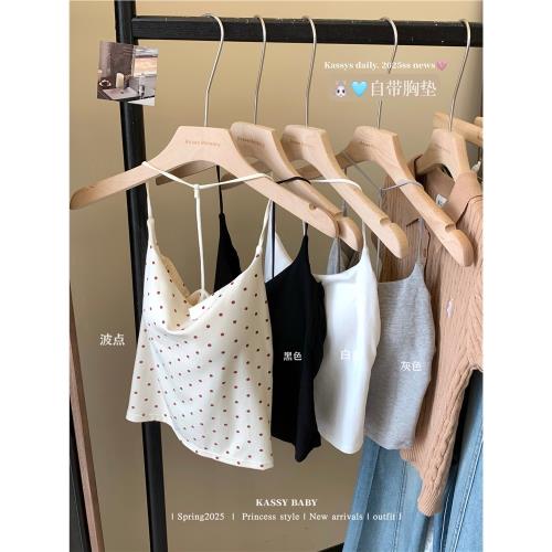 kumikumi欲風簡約基礎百搭吊帶掛脖一體胸墊背心