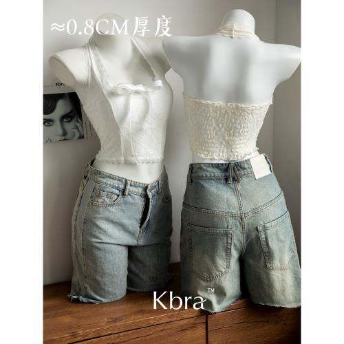 Kbra純欲蕾絲掛脖吊帶背心女2025新款帶胸墊可外穿顯瘦內搭上衣